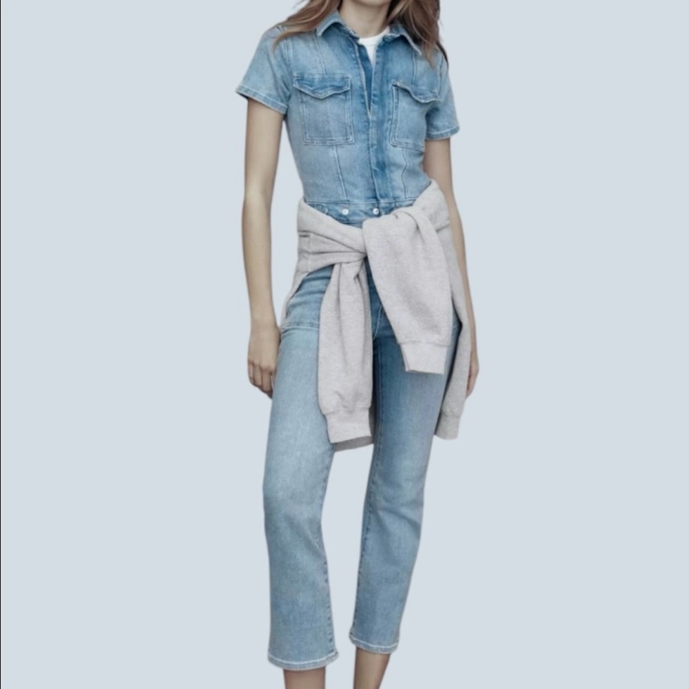 NWOT Good American Fit For Success Denim Jumpsuit Blue Size XS Retail $179.00